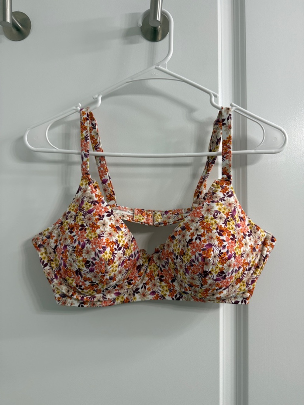 Shade & Shore Floral Bikini Top in White, Orange, Purple